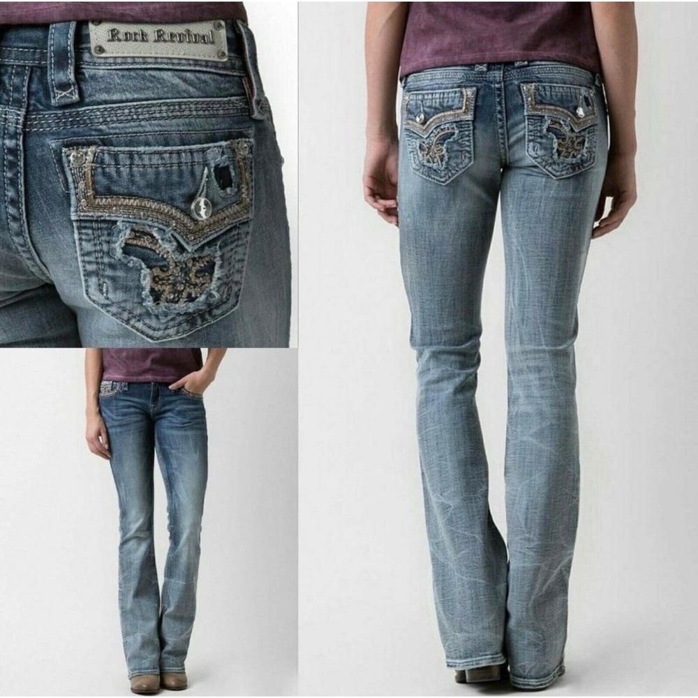 Rock Revival Betty Boot Cut Embellished Jeans‎ Size 27